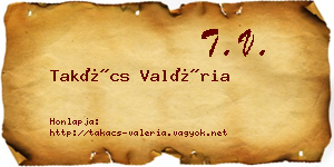 Takács Valéria névjegykártya